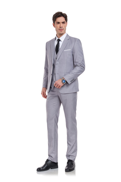 ly1325 Light Grey Two Button Wedding 3 Pieces Slim Fit Men Suits