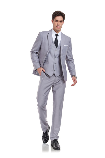 ly1325 Light Grey Two Button Wedding 3 Pieces Slim Fit Men Suits