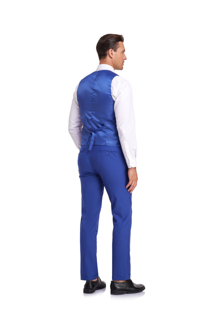 ly1399 Royal Blue Men's Suits 2 Pieces Vest+Pants Set V-Neck Slim Fit Casual Waistcoat Suit