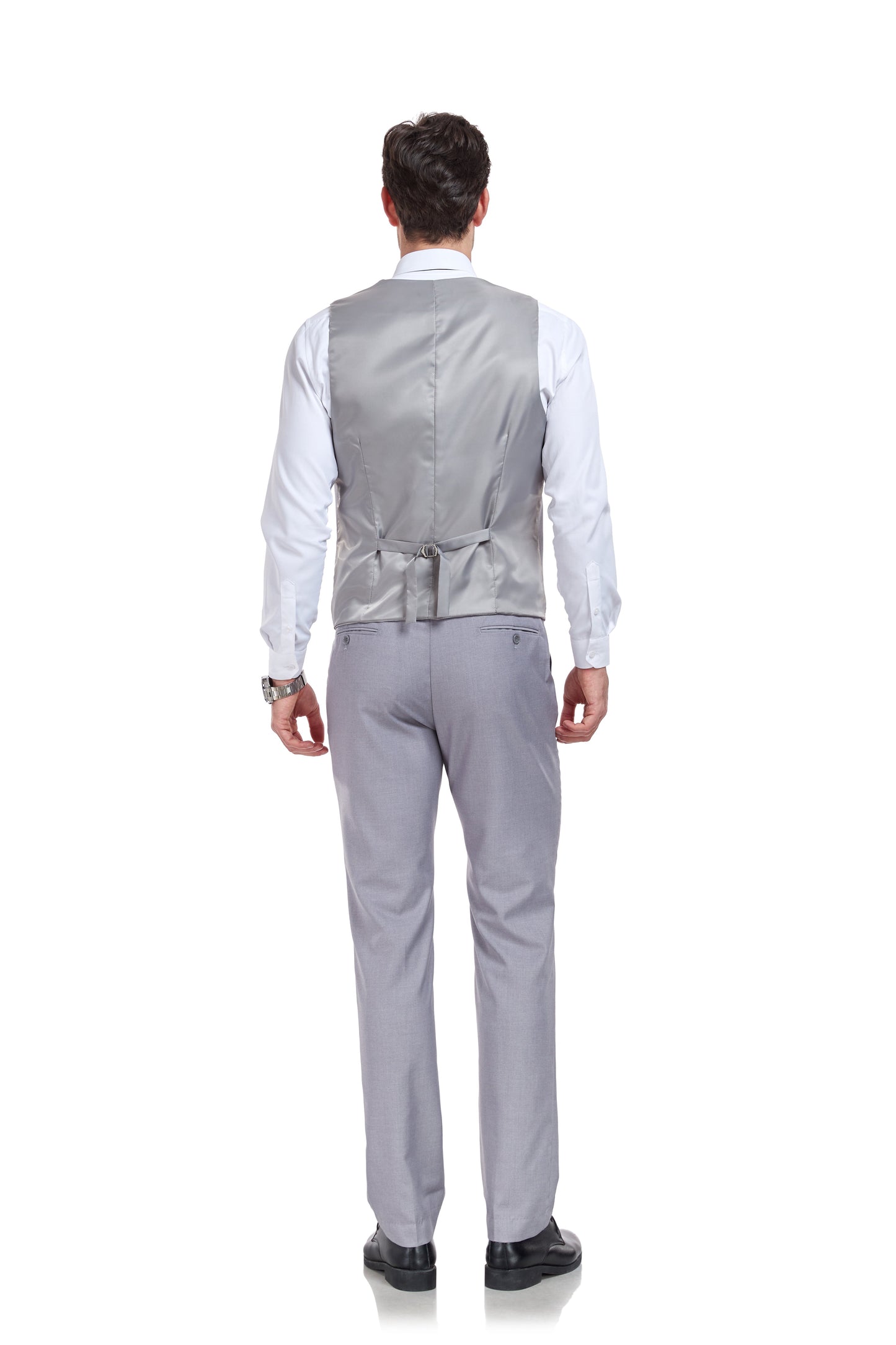 ly1317 Light Grey Men's Suits 2 Pieces Vest+Pants Set V-Neck Slim Fit Casual Waistcoat Suit