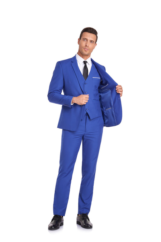 Royal Blue Gentleman's Groomsmen Party Business Banquet 3 Piece Men Suits