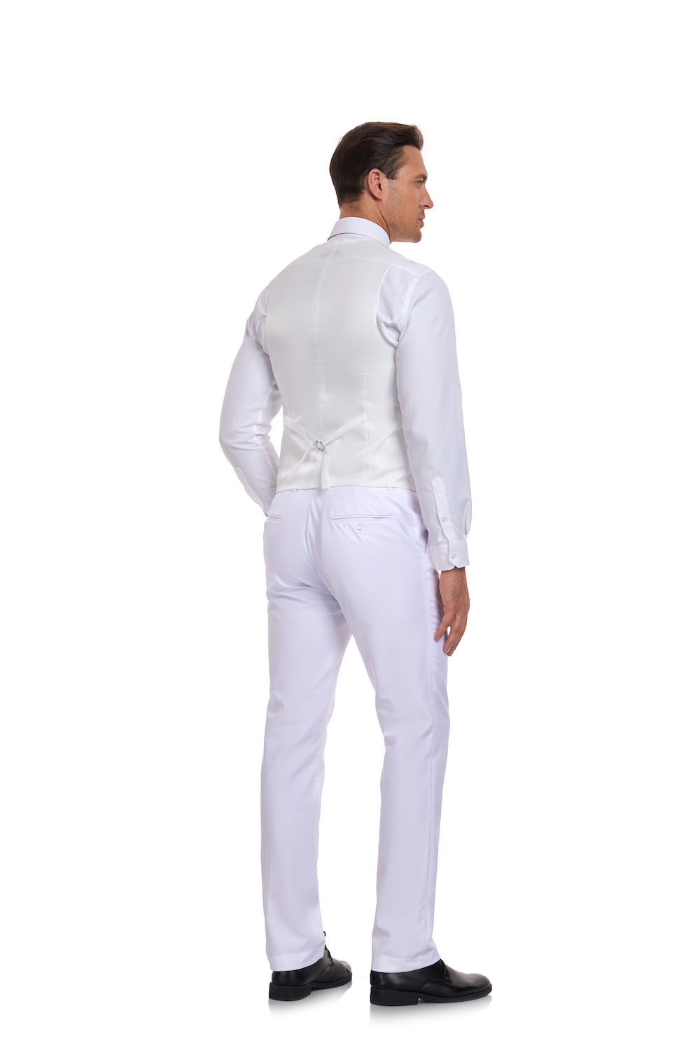 ly1400 White Men's Suits 2 Pieces Vest+Pants Set V-Neck Slim Fit Casual Waistcoat Suit