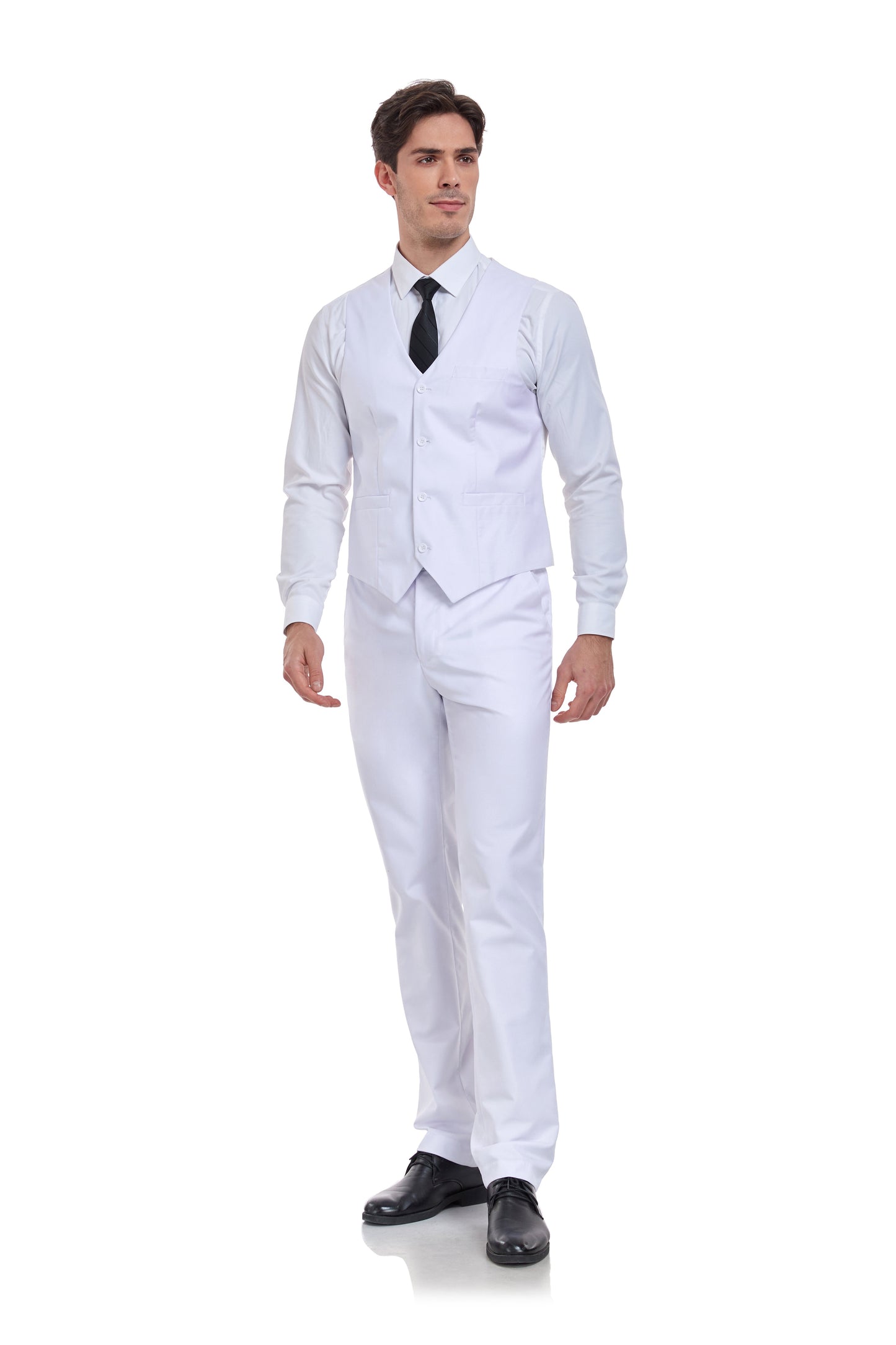 ly1319 White Men's Suits 2 Pieces Vest+Pants Set V-Neck Slim Fit Casual Waistcoat Suit