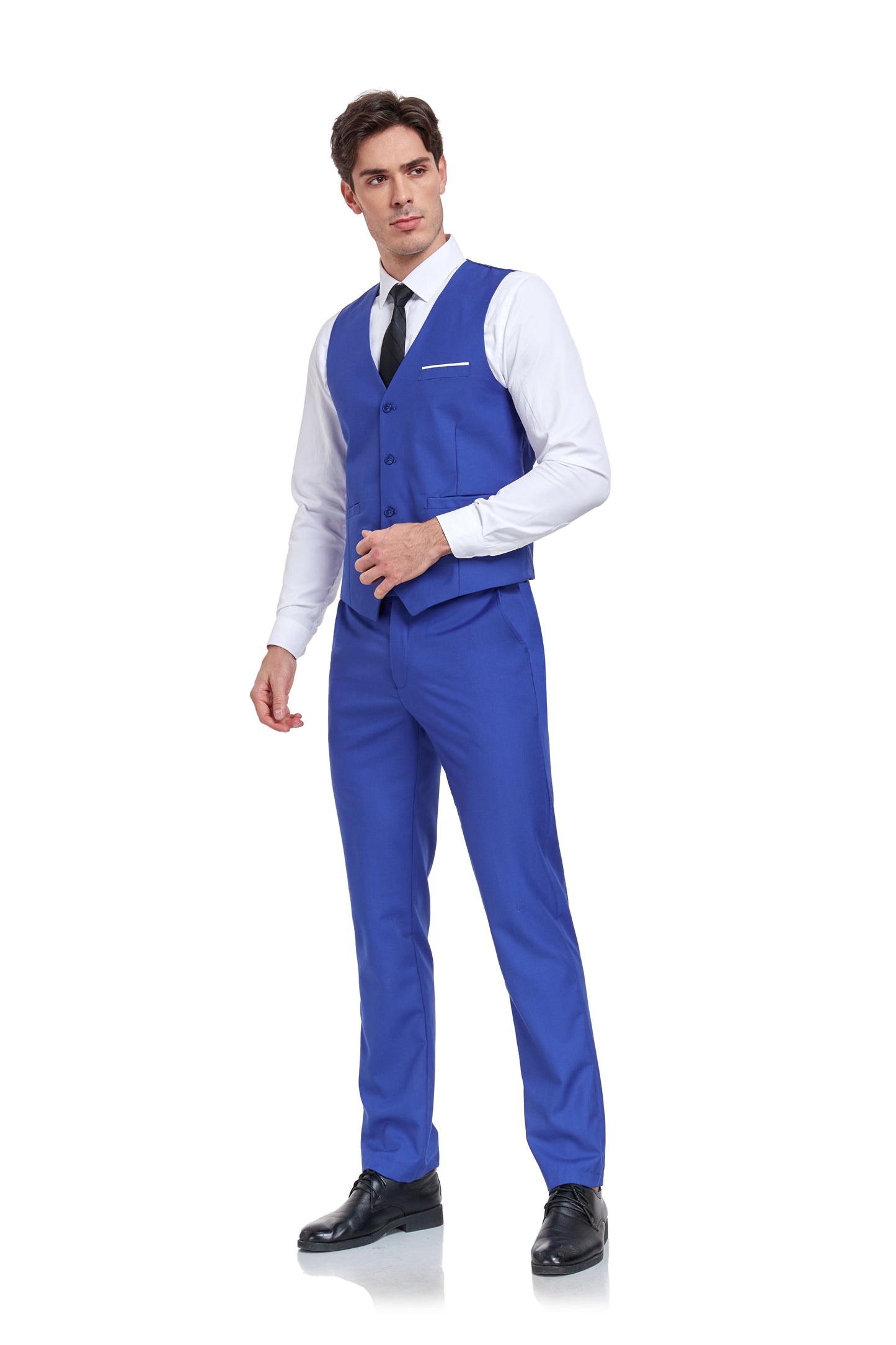 ly1318 Royal Blue Men's Suits 2 Pieces Vest+Pants Set V-Neck Slim Fit Casual Waistcoat Suit