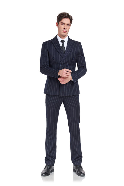 ly1321 Navy Stripe Men's 3 Piece Suit Set