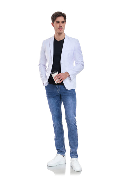 White Men's Two Button Blazer for Party, Wedding and Business