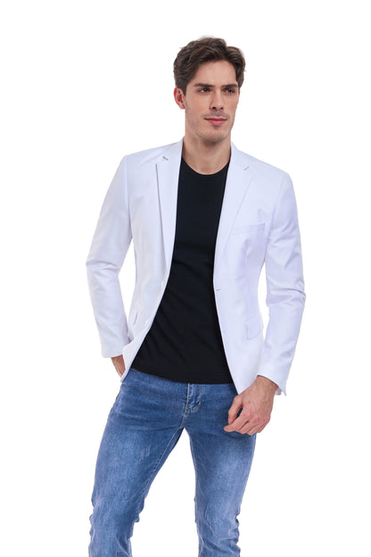 ly1315 White Men's Two Button Blazer for Party, Wedding and Business