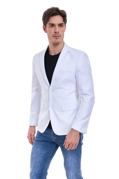 ly1315 White Men's Two Button Blazer for Party, Wedding and Business