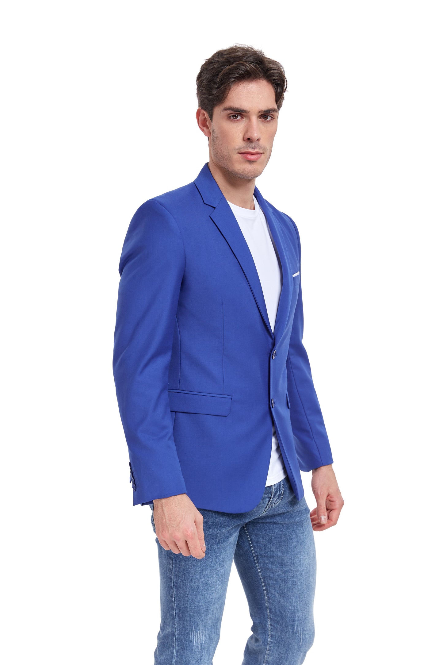 ly1314 Royal Blue Men's Two Button Blazer for Party, Wedding and Business