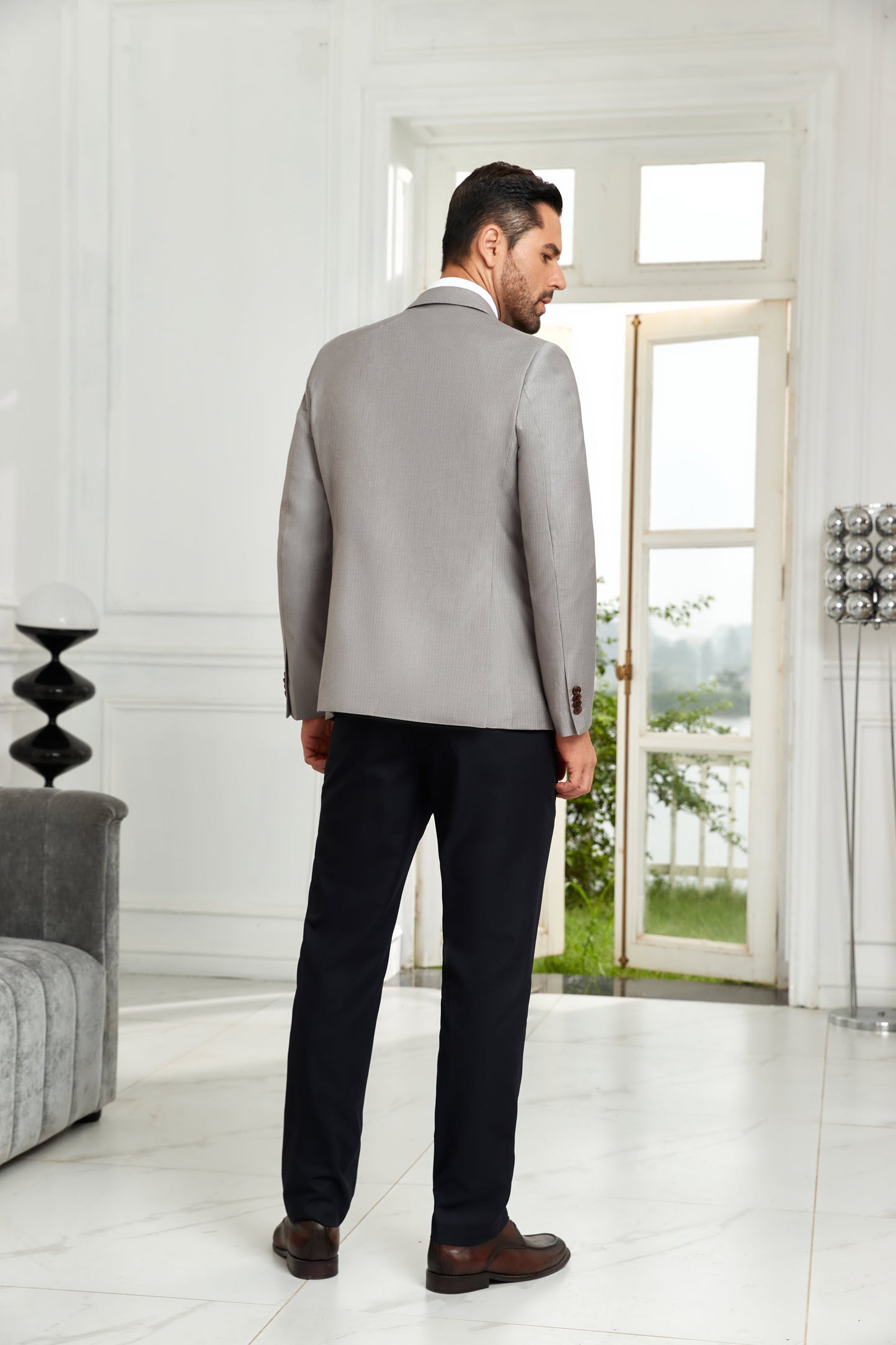 ly1066 Light Grey Fashion Business Two Button Mens Blazer