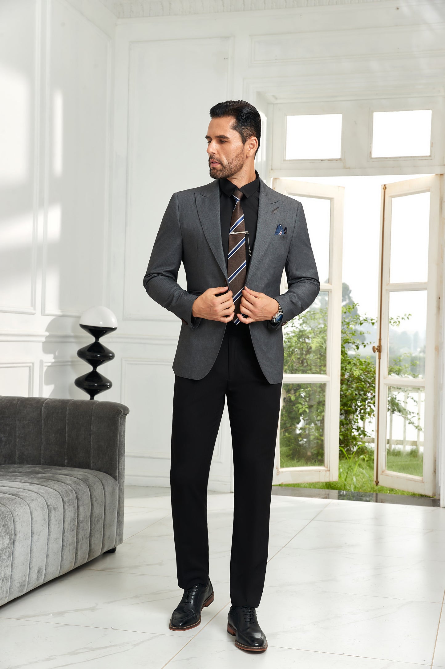 ly1064 Designer Grey Daily Two Button Mens Blazer Suit