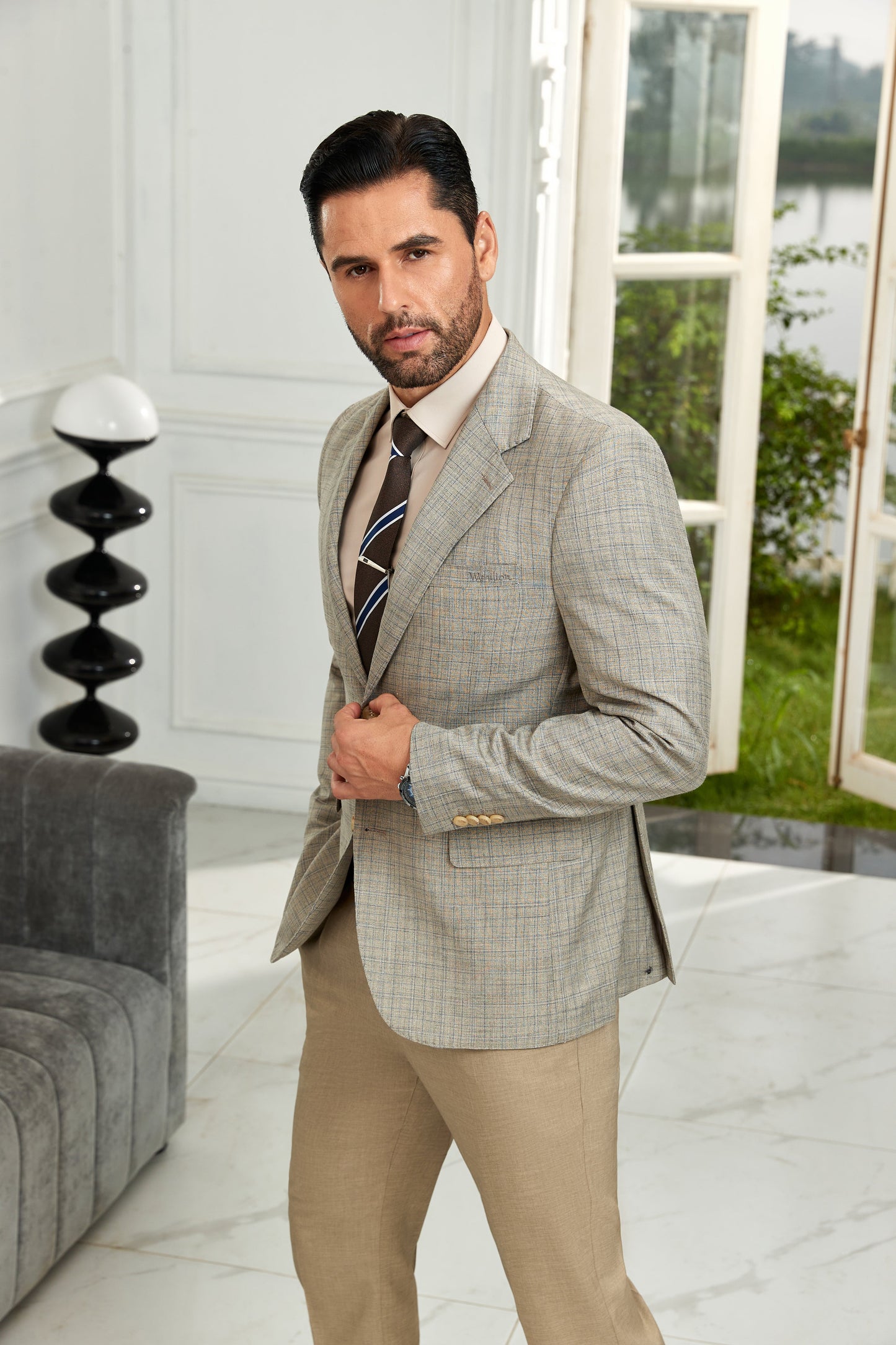 ly1068 Fashion Grey Business Two Button Mens Blazer