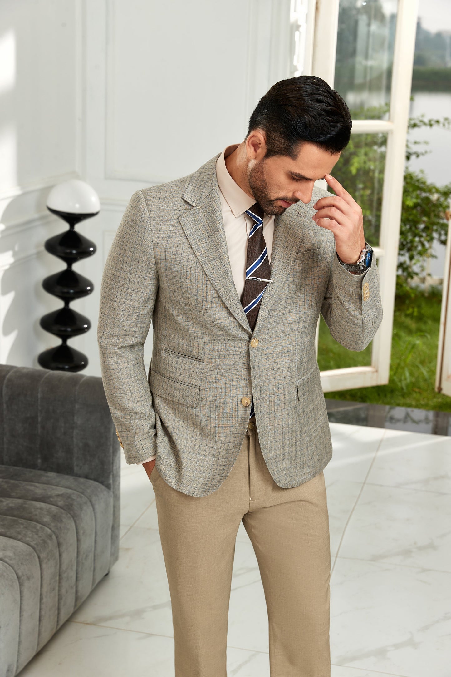 ly1068 Fashion Grey Business Two Button Mens Blazer