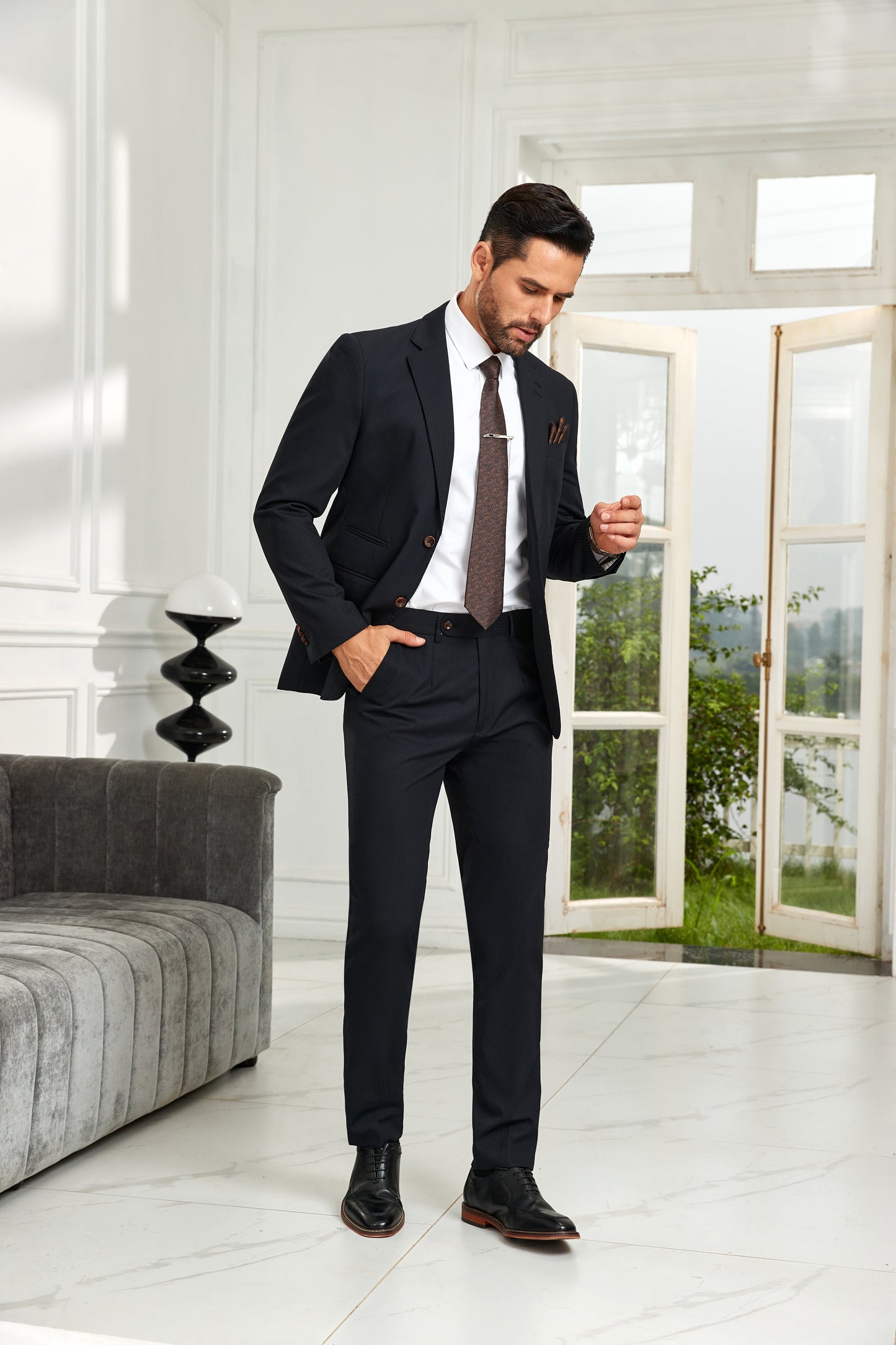 ly1022 Black Business Daily Jacket and Pants 2 Pieces Men's Suits