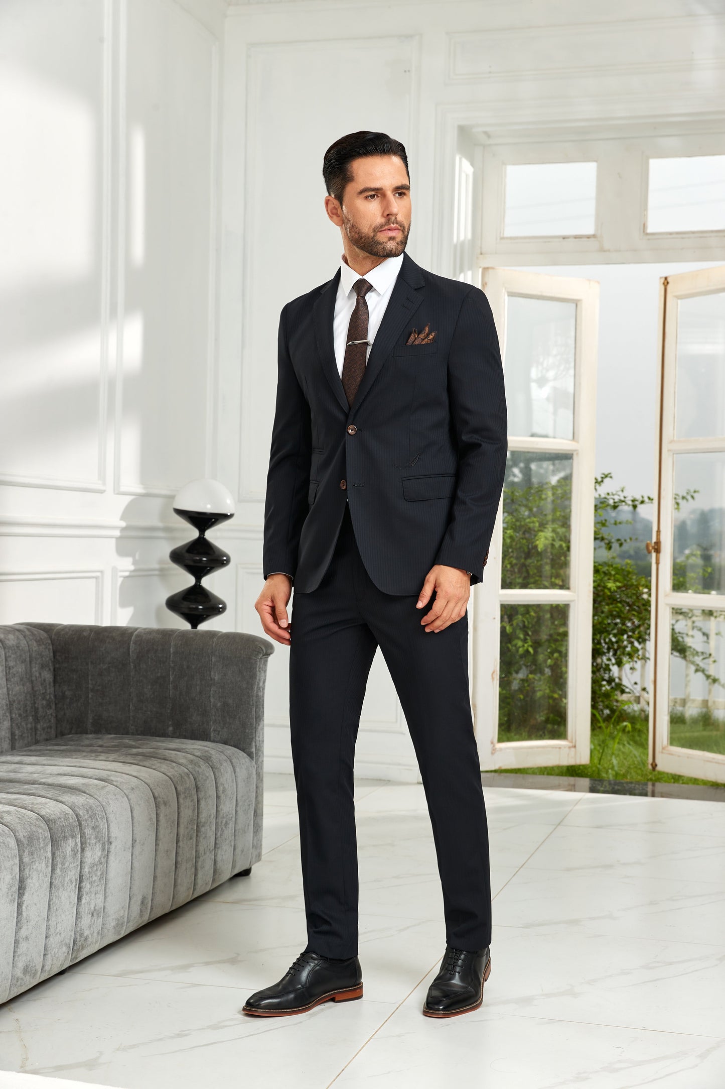 ly1022 Black Business Daily Jacket and Pants 2 Pieces Men's Suits