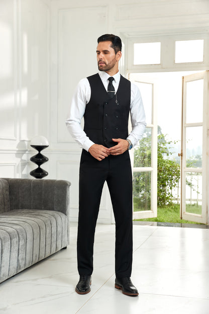 ly1034 Black Fashion Business 2 Pieces Men's Suits Vest+Pants