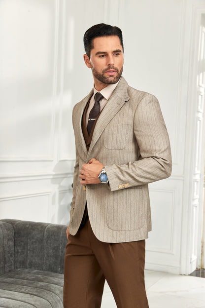 ly1069 Beige Casual Two Button Mens Blazer