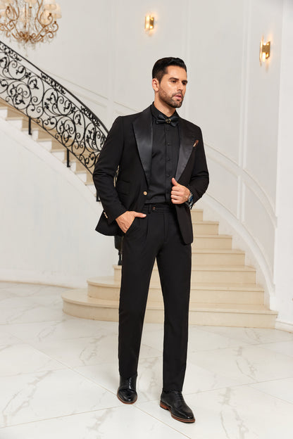 ly1023 Black Prom Wedding  Jacket and Pants 2 Pieces Men's Suits Tuxedos