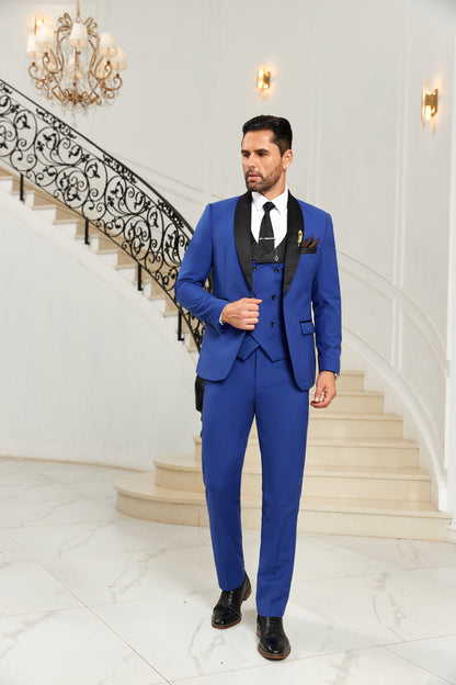 ly1080 Royal Blue Wedding 3 Pieces Men Suits Tuxedos