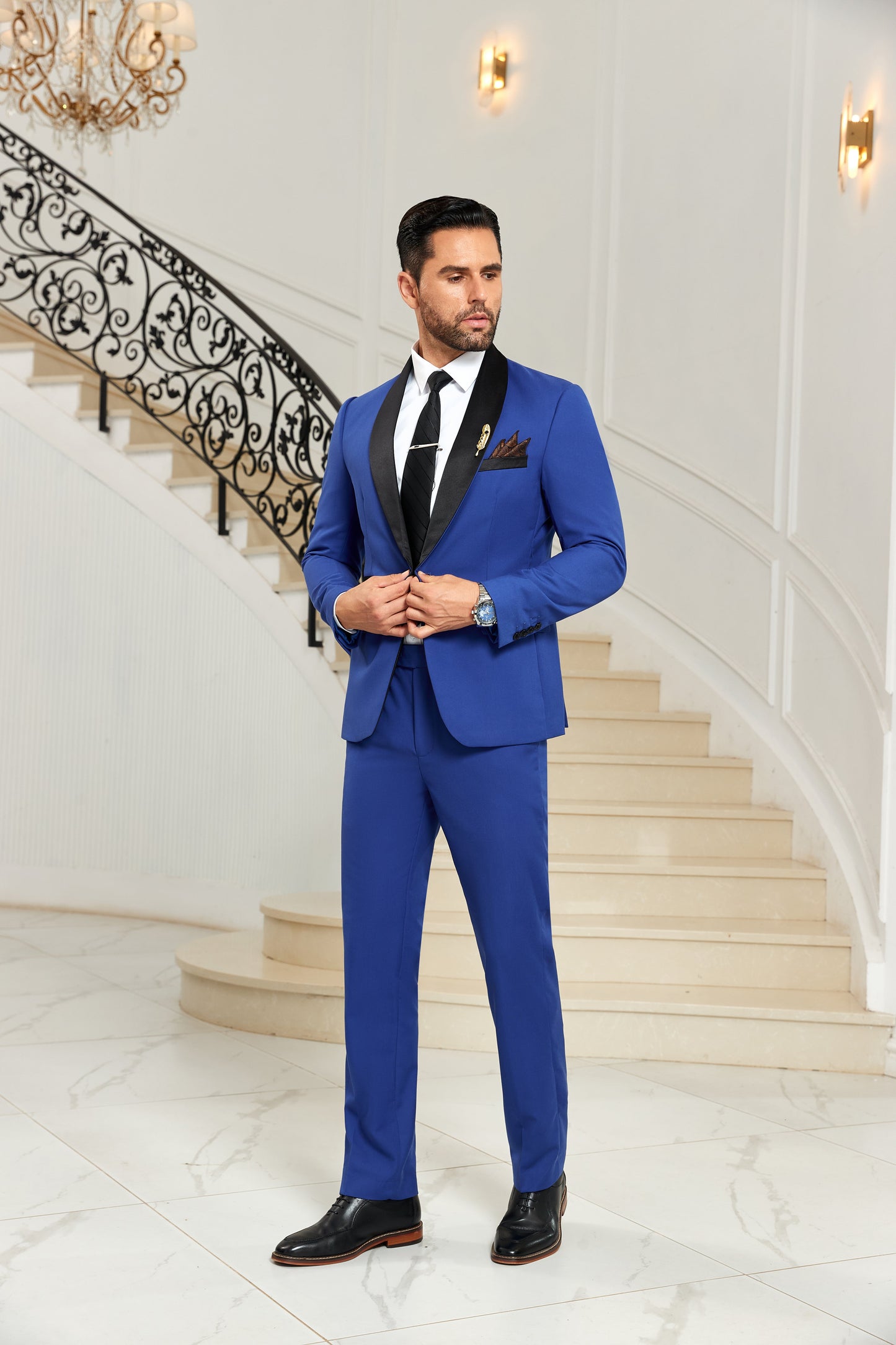 ly1028 Royal Blue Wedding 2 Pieces Men's Suits Tuxedos