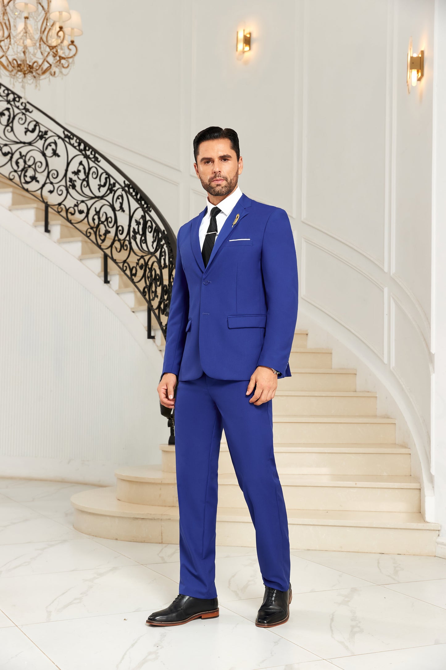 ly1038 Blue 2 Pieces Men's Suits Jacket+Pants