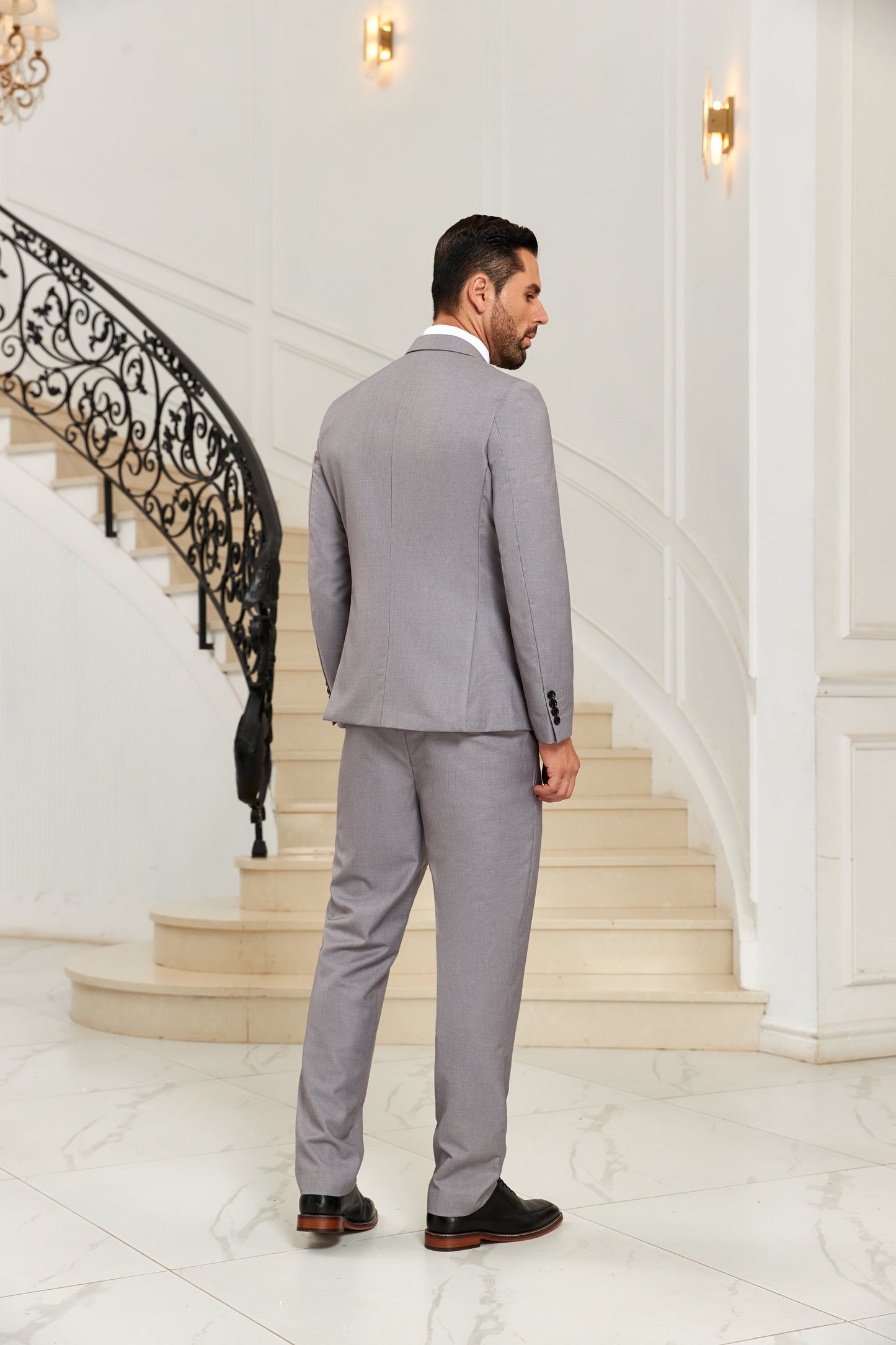 ly1040 Grey Wedding Modern 3 Pieces Men Suits Tuxedos