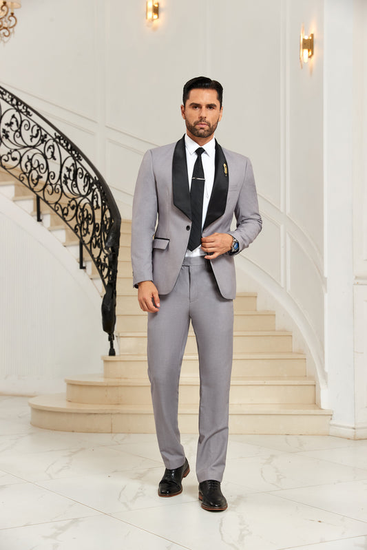 ly1039 Grey Wedding Jacket and Pants 2 Pieces Men's Suits Tuxedos