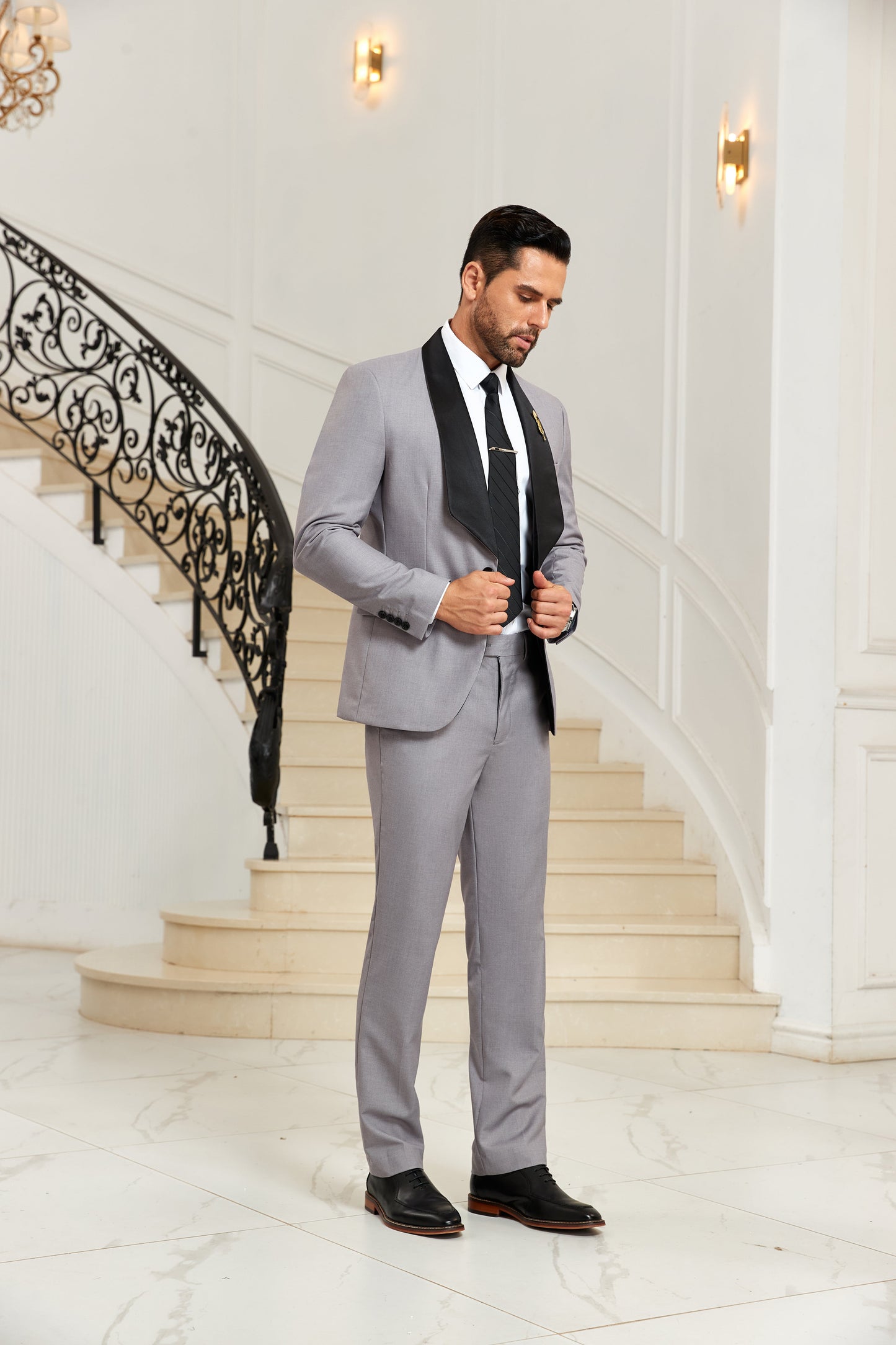 ly1039 Grey Wedding Jacket and Pants 2 Pieces Men's Suits Tuxedos