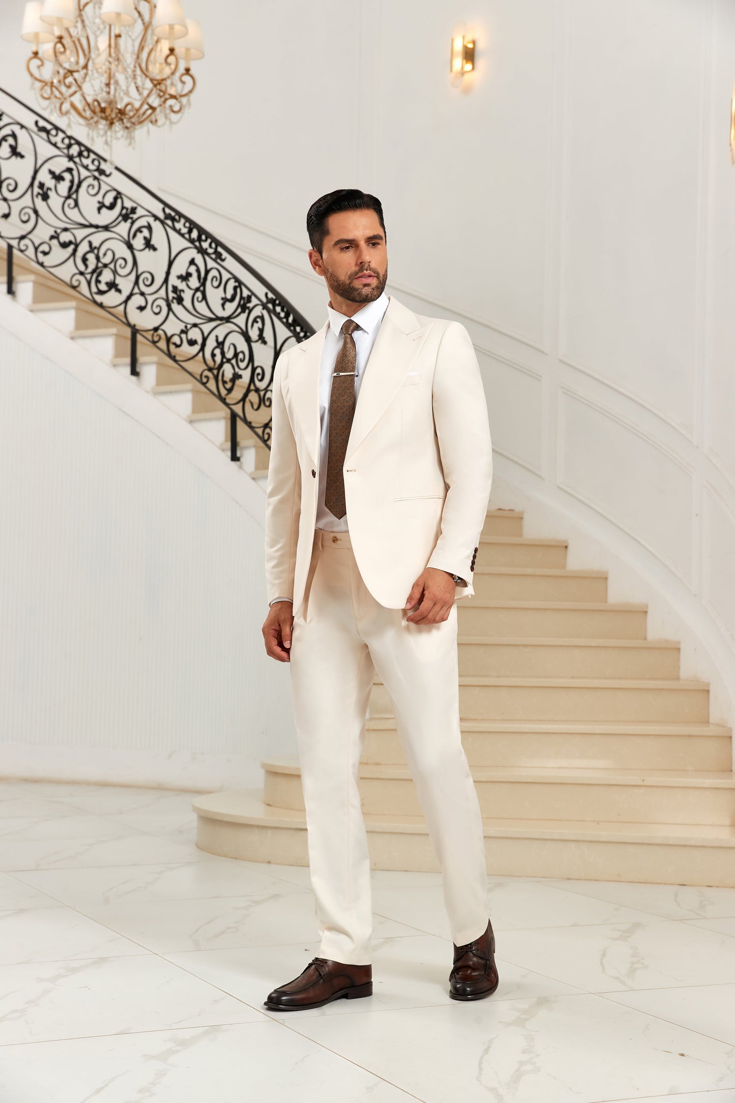 ly1026 Ivory Wedding Formal 2 Pieces Men's Suits Jacket and Pants