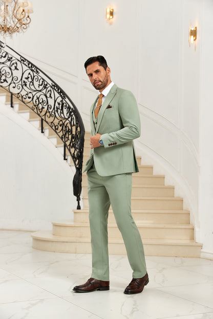 ly1044 Designer Style Green Wedding 3 Pieces Men Suits