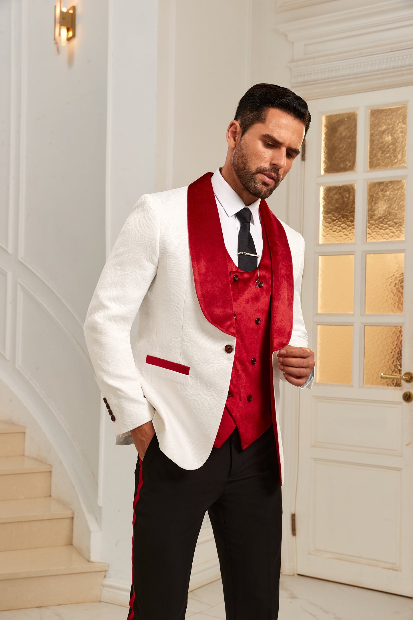 ly1060 White Wedding 3 Pieces Men Suits