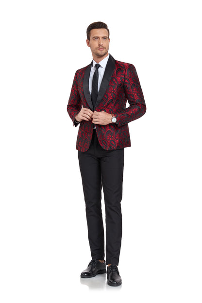 ly1330 Blazer burdeos con estampado único para hombre para fiestas, bodas y negocios