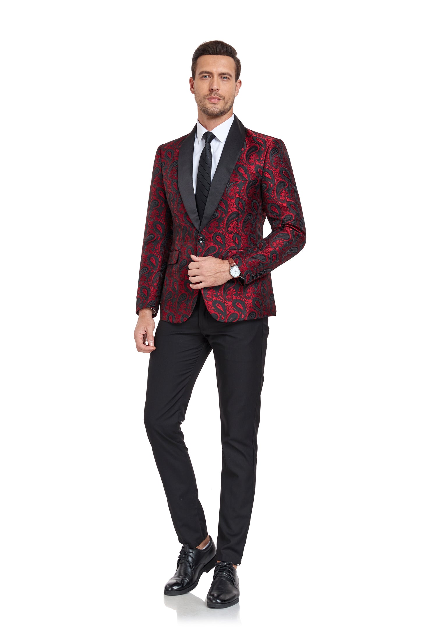 Burgundy Unique Patterned Men's Blazer for Party, Wedding and Business