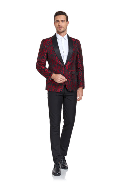 ly1330 Blazer burdeos con estampado único para hombre para fiestas, bodas y negocios