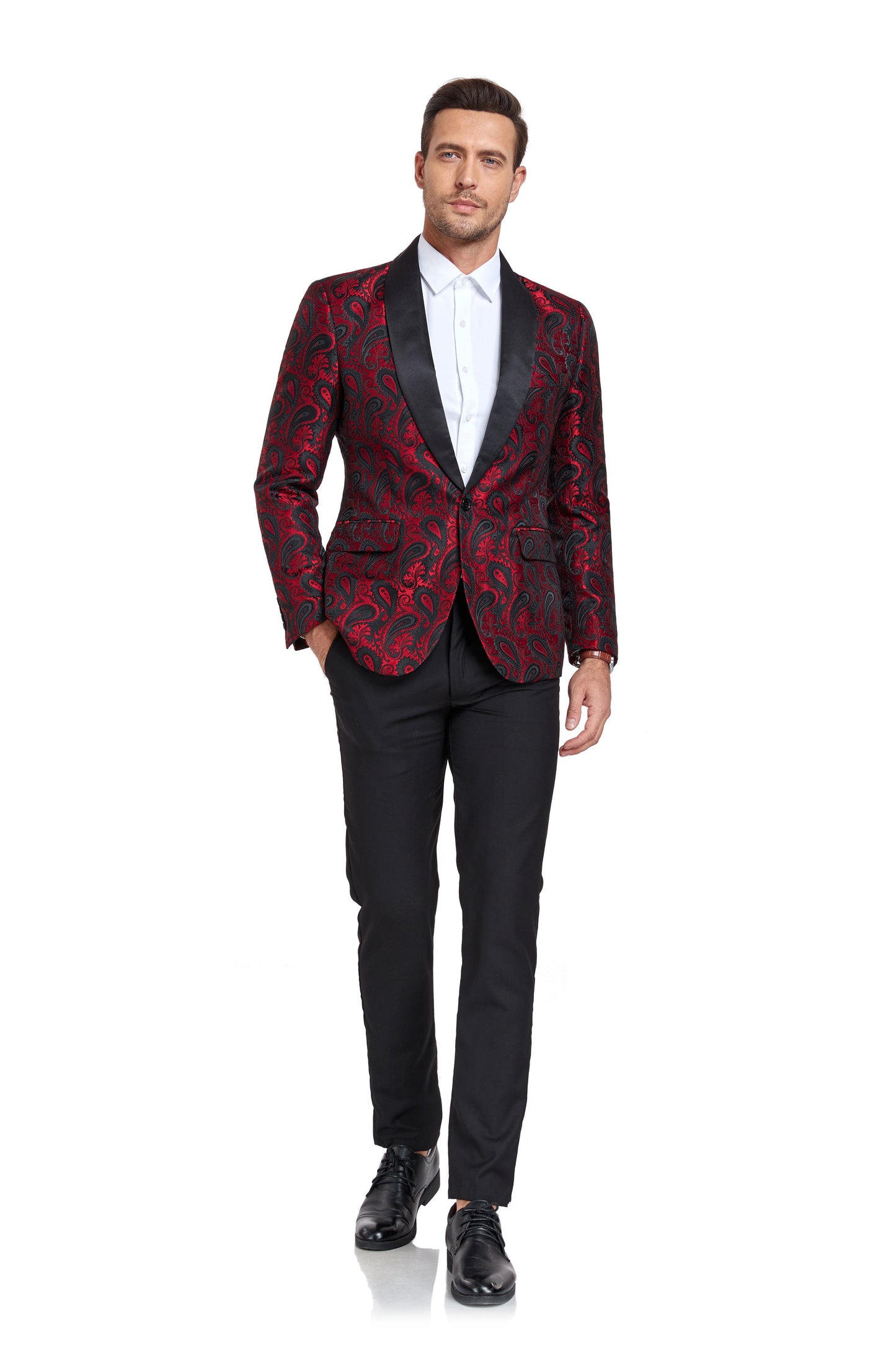 ly1330 Blazer burdeos con estampado único para hombre para fiestas, bodas y negocios