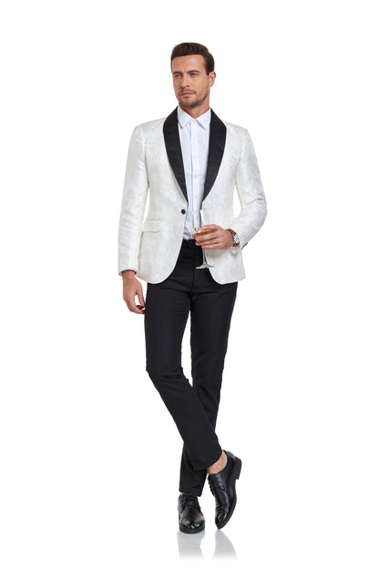 ly1332 White Patterned Wedding Prom Men's Blazer Tuxedos