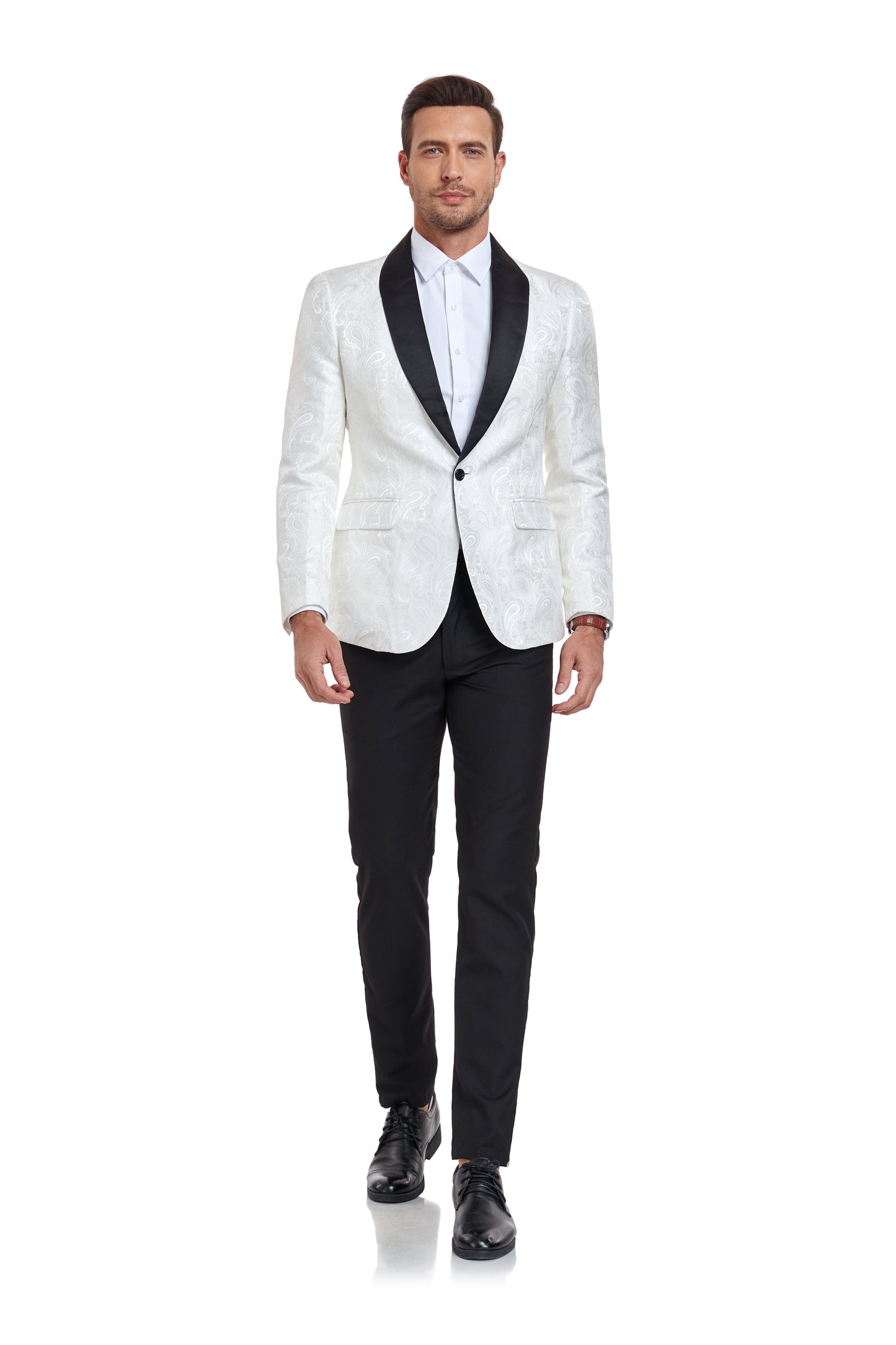 ly1332 White Patterned Wedding Prom Men's Blazer Tuxedos