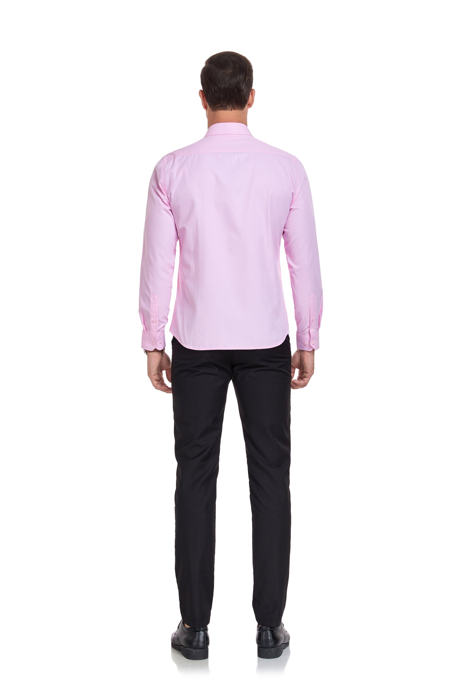 ly1338 Pink Men's Urban Stylish Casual Business Slim Fit Long Sleeve Button Up Dress Shirt