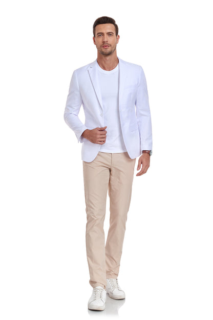 ly1346 White Men's Two Button Blazer for Party, Wedding and Business