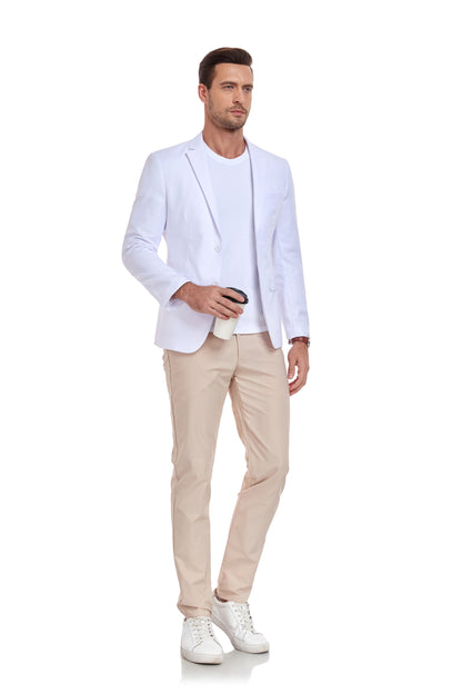 White Men's Two Button Blazer for Party, Wedding and Business