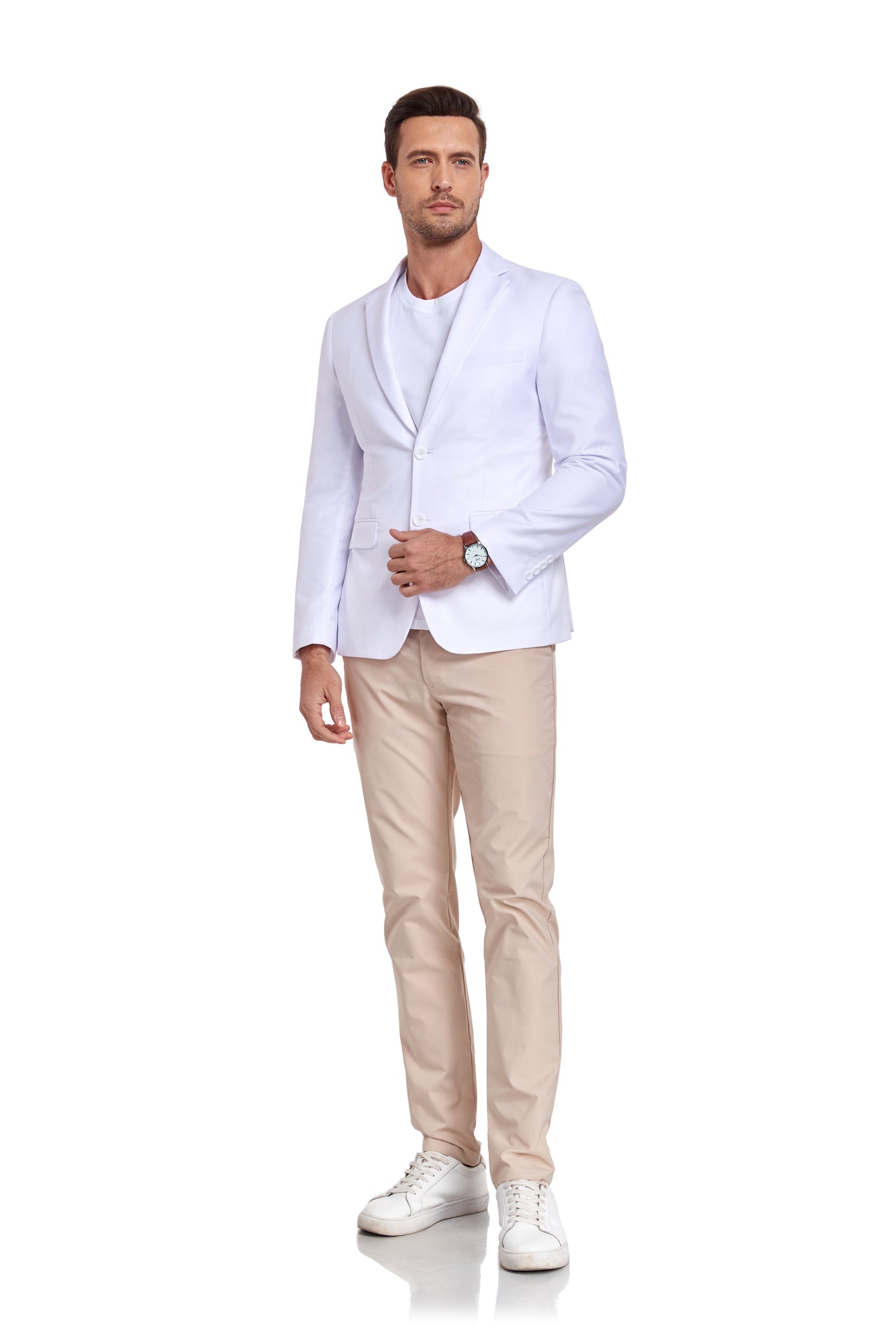 ly1346 White Men's Two Button Blazer for Party, Wedding and Business