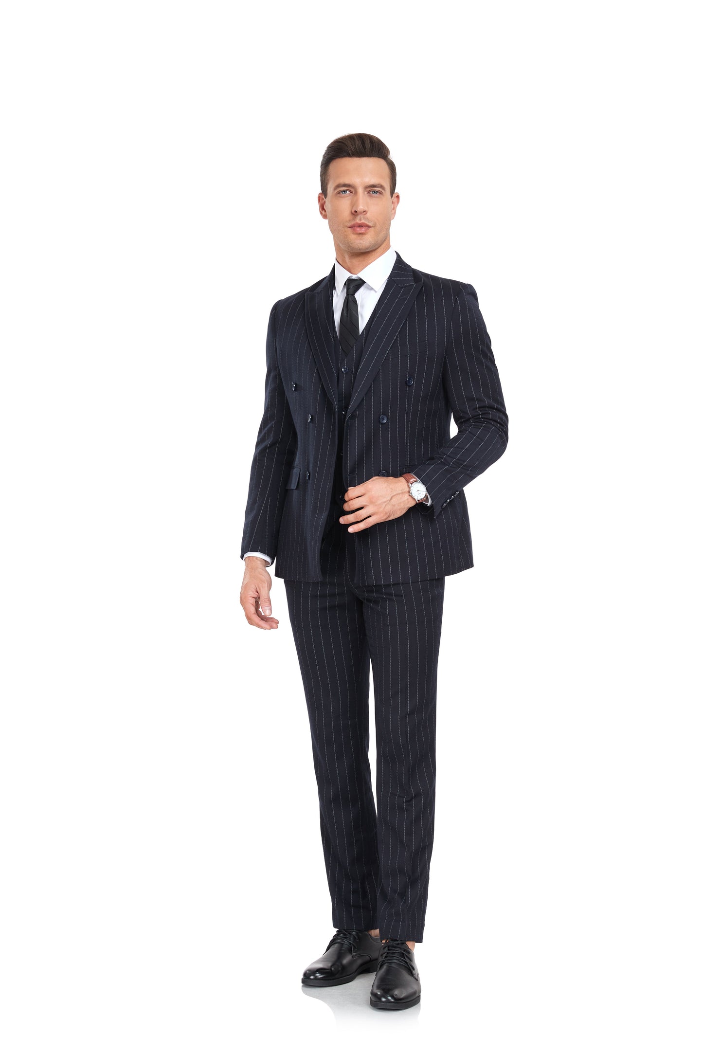 ly1334 Navy Stripe Men's 3 Piece Set