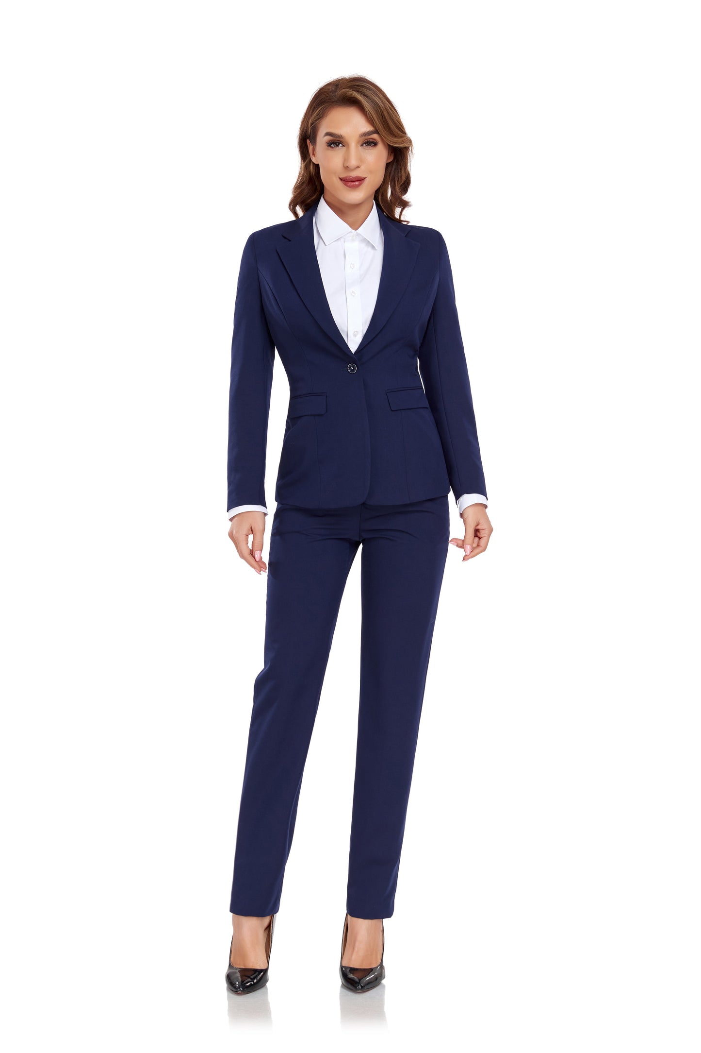 ly1385 Navy Women's 2 Piece Office Work Suit Set