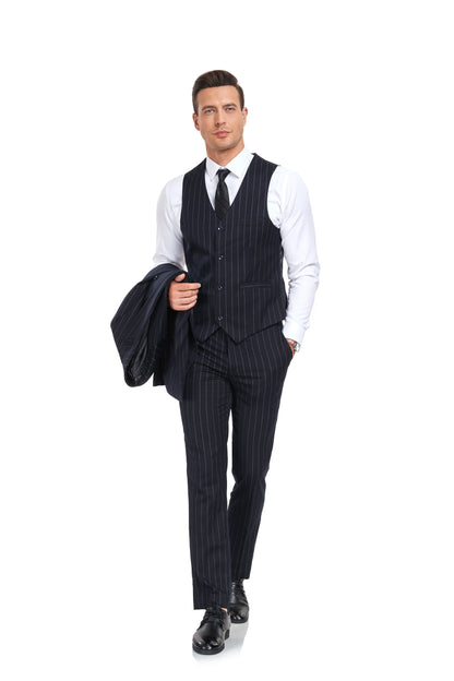 ly1334 Navy Stripe Men's 3 Piece Set