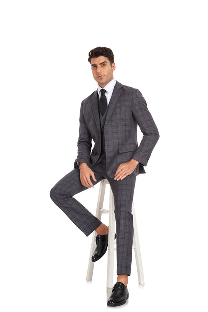 ly1302 Plaid Men's 3 Piece Slim Fit Suit Set (MORE COLORS+)