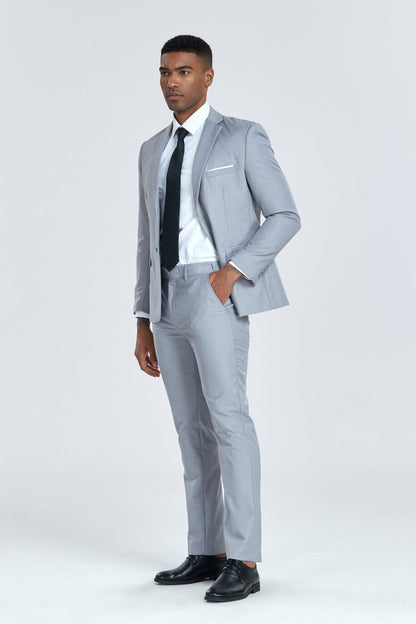 ly1310 Light Grey Two Button Wedding 3 Pieces Slim Fit Men Suits