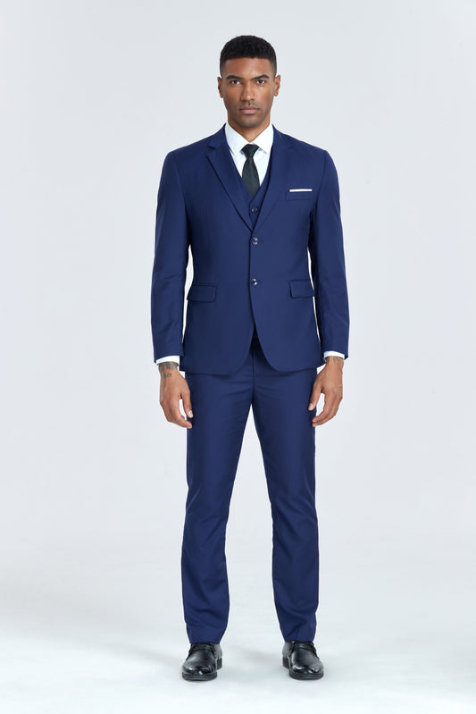 Navy Gentleman's Groomsmen Party Business Banquet 3 Piece Men Suits