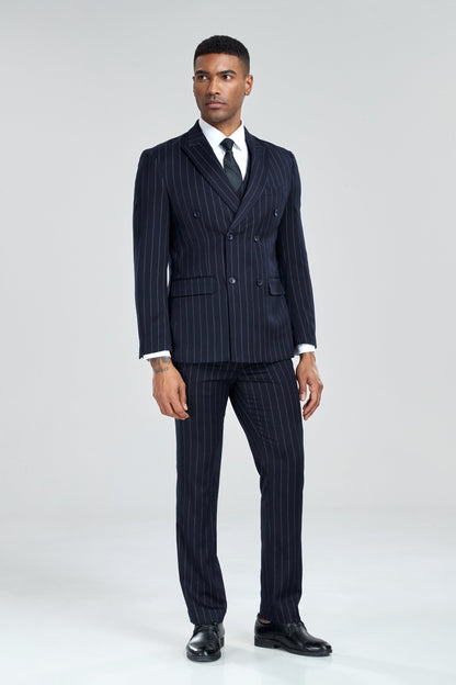 ly1307 Navy Stripe Men's 3 Piece Set