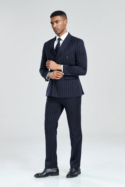 ly1307 Navy Stripe Men's 3 Piece Set