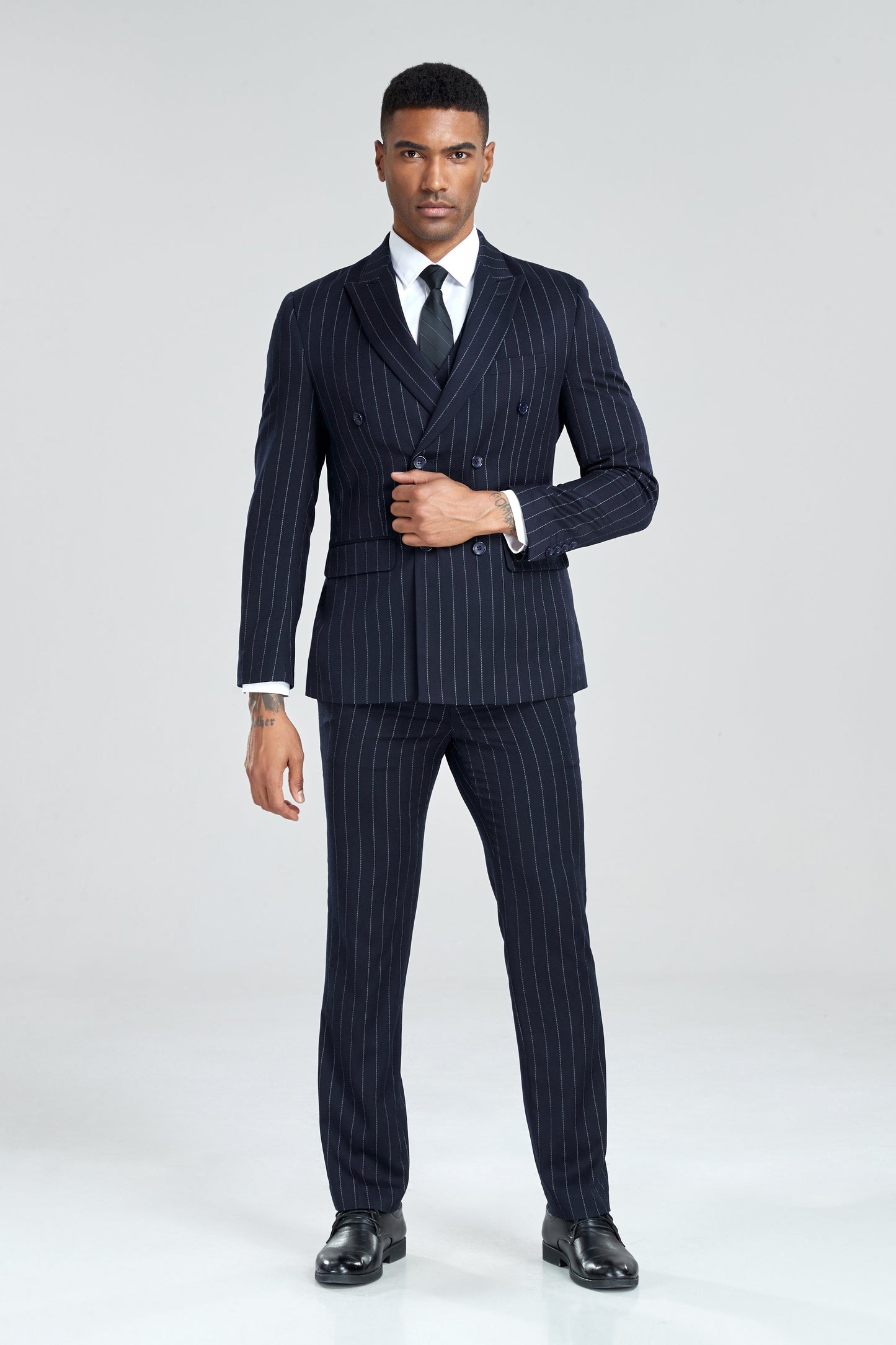 ly1307 Navy Stripe Men's 3 Piece Set